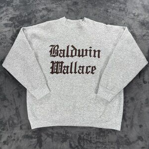 Vintage Baldwin Wallace Sweatshirt XL USA Made Gray Gothic College Crewneck
